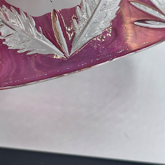 VTG Anna Hutte Bleikristall Clear Red Rose Crystal Bell Etched Floral 7.25" - Picture 7 of 9